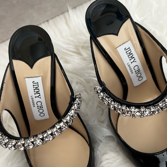 JIMMY CHOO Patent Crystal Bing 100 Pumps 36.5 Black - Picture 9 of 10